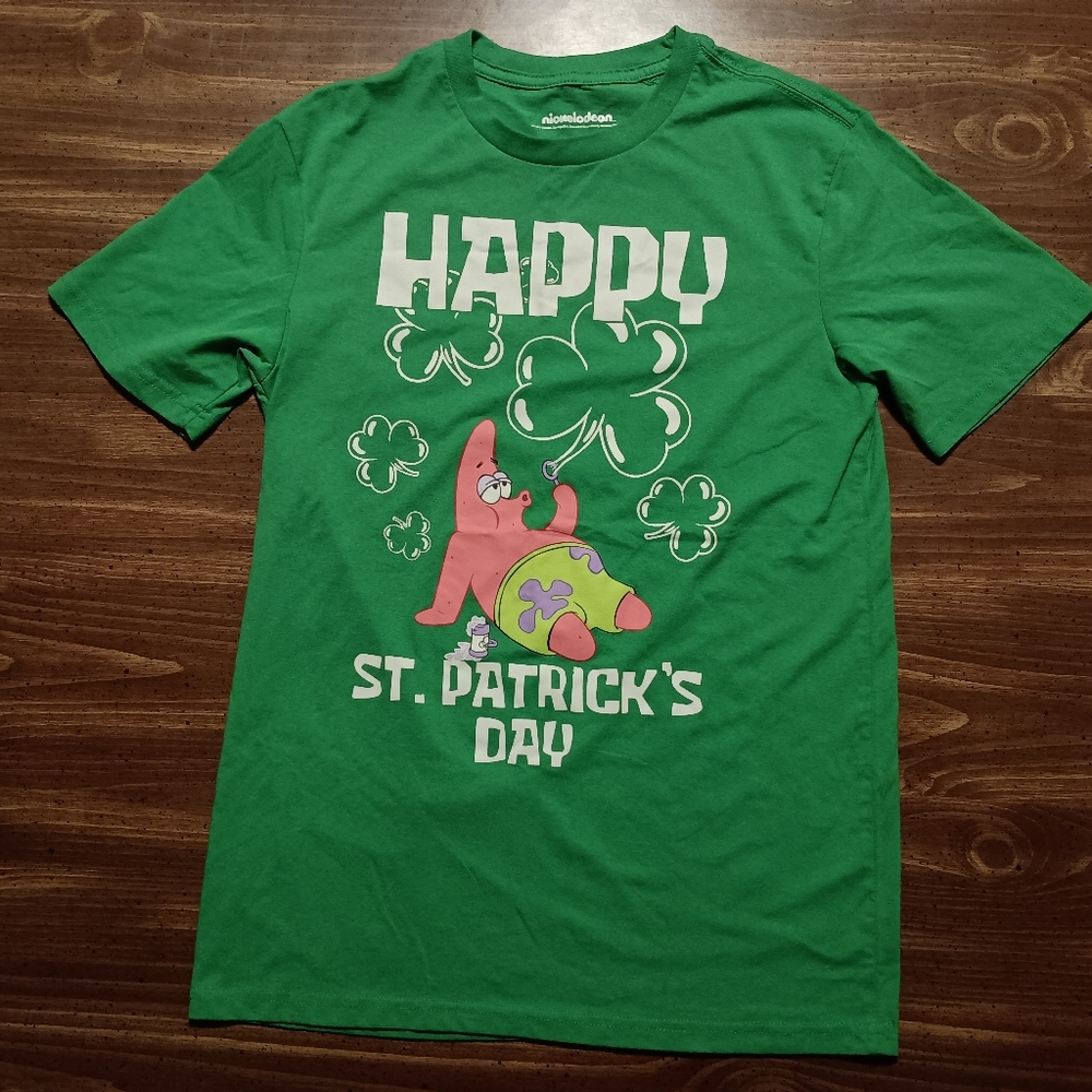 ST PATRICK'S DAY T-SHIRT - Small // Spongebob Patrick Star Nickelodeon Tee Shirt